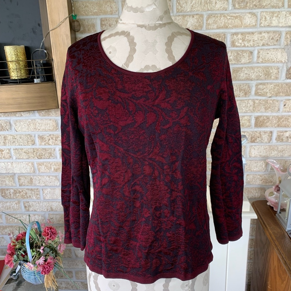 Vintage Jones New York burgundy/black floral top size S